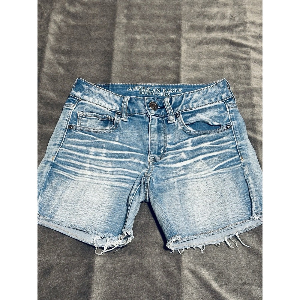 American Eagle Super Stretch Midi Denim Shorts Sz 2 EUC!!